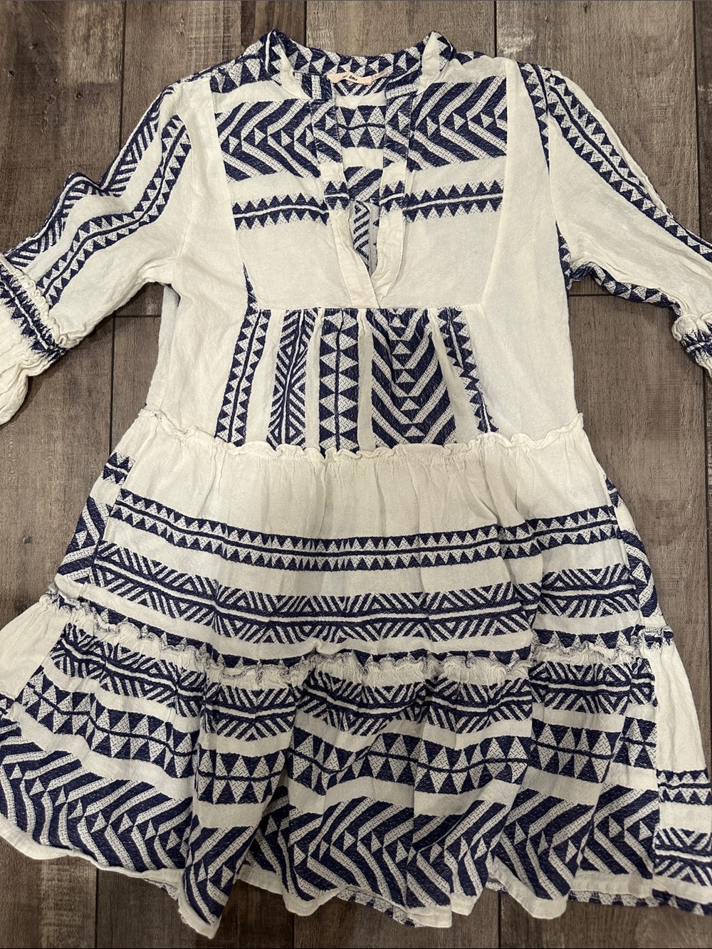 EUC miami 💯% Cotton Geo-Tiered Printed Mini Dress - Picture 3 of 4